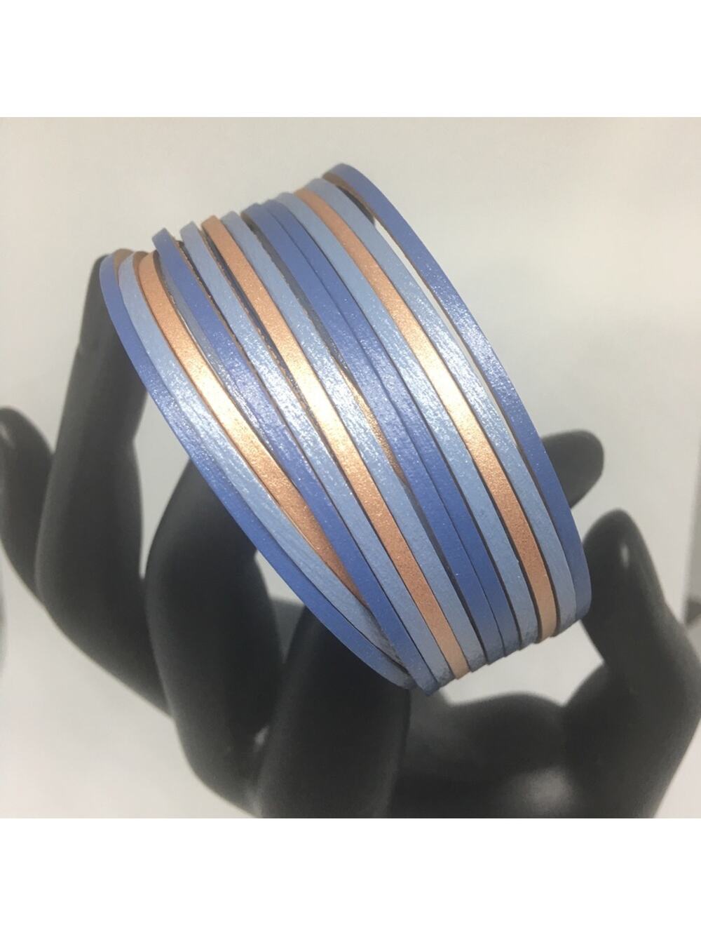 Multi Row Bracelet Magnetic Closure - Blue